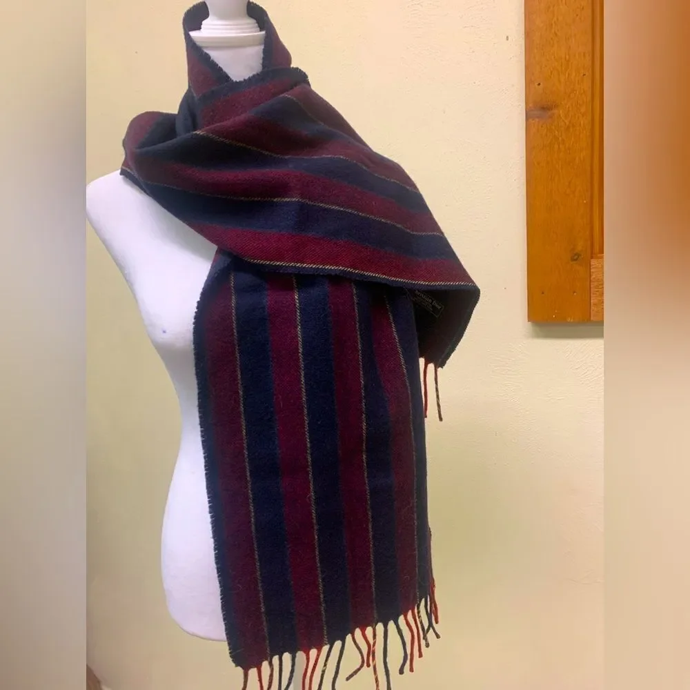 Auth Vtg Christian DIOR Stripe Wool Scarf. Circa 70s Pristine Preloved Wrap